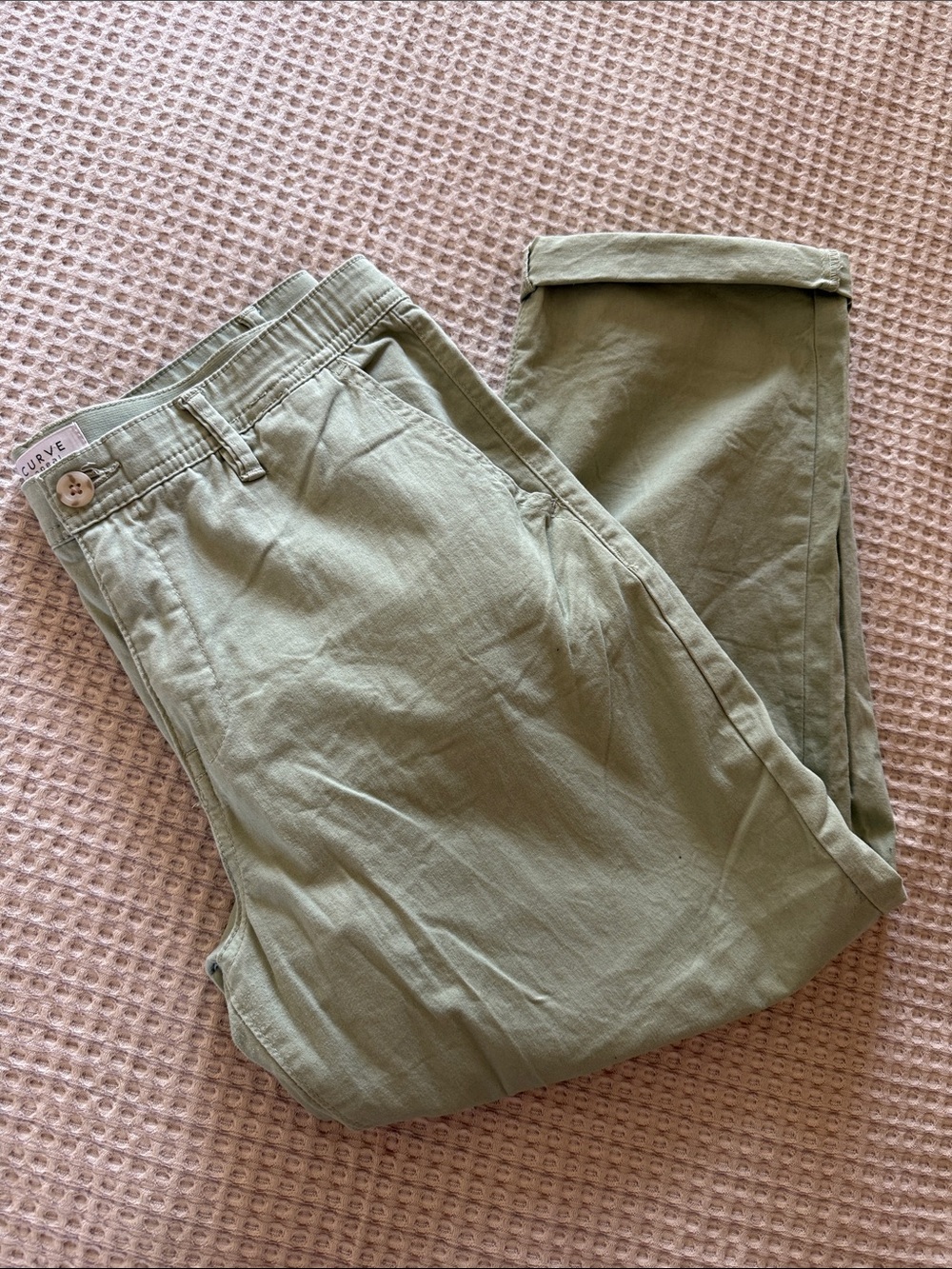 Women's Light Olive Relaxed Tapered Trousers